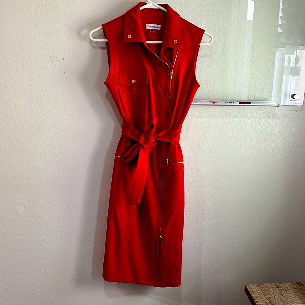 Size 2 Red Calvin Klein Dress